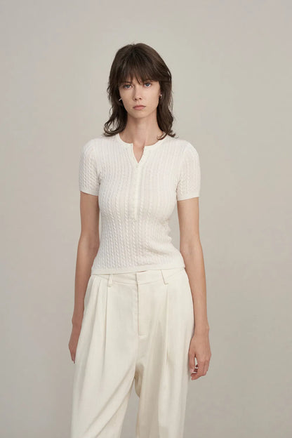 Lauren Cable Sweater in Merino Wool Knit