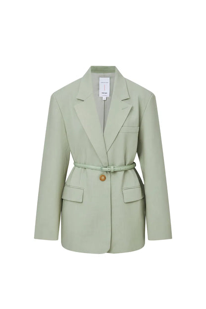 Creamy Green Detachable Belt Blazer