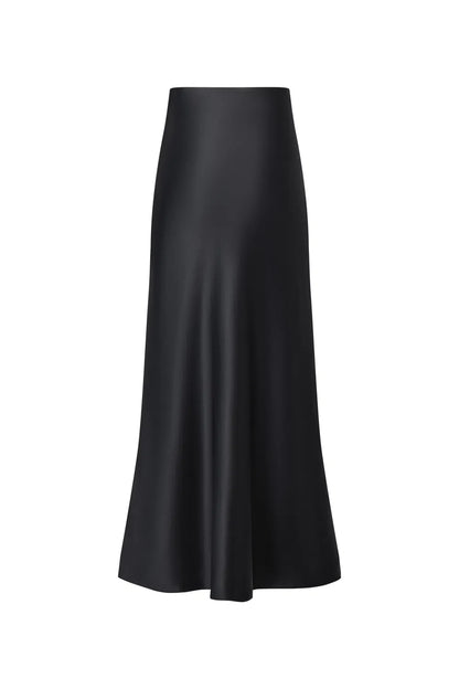 Moon Black Skirt in Premium Silky Satin