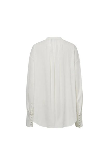 Lila Stand Collar Blouse in Tencel-Cotton