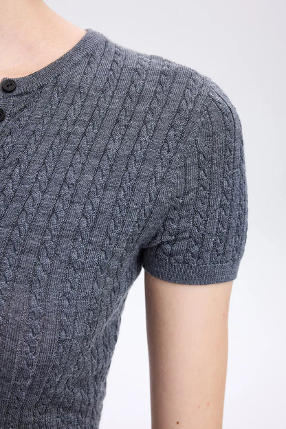 Lauren Cable Top in Merino Wool Knit