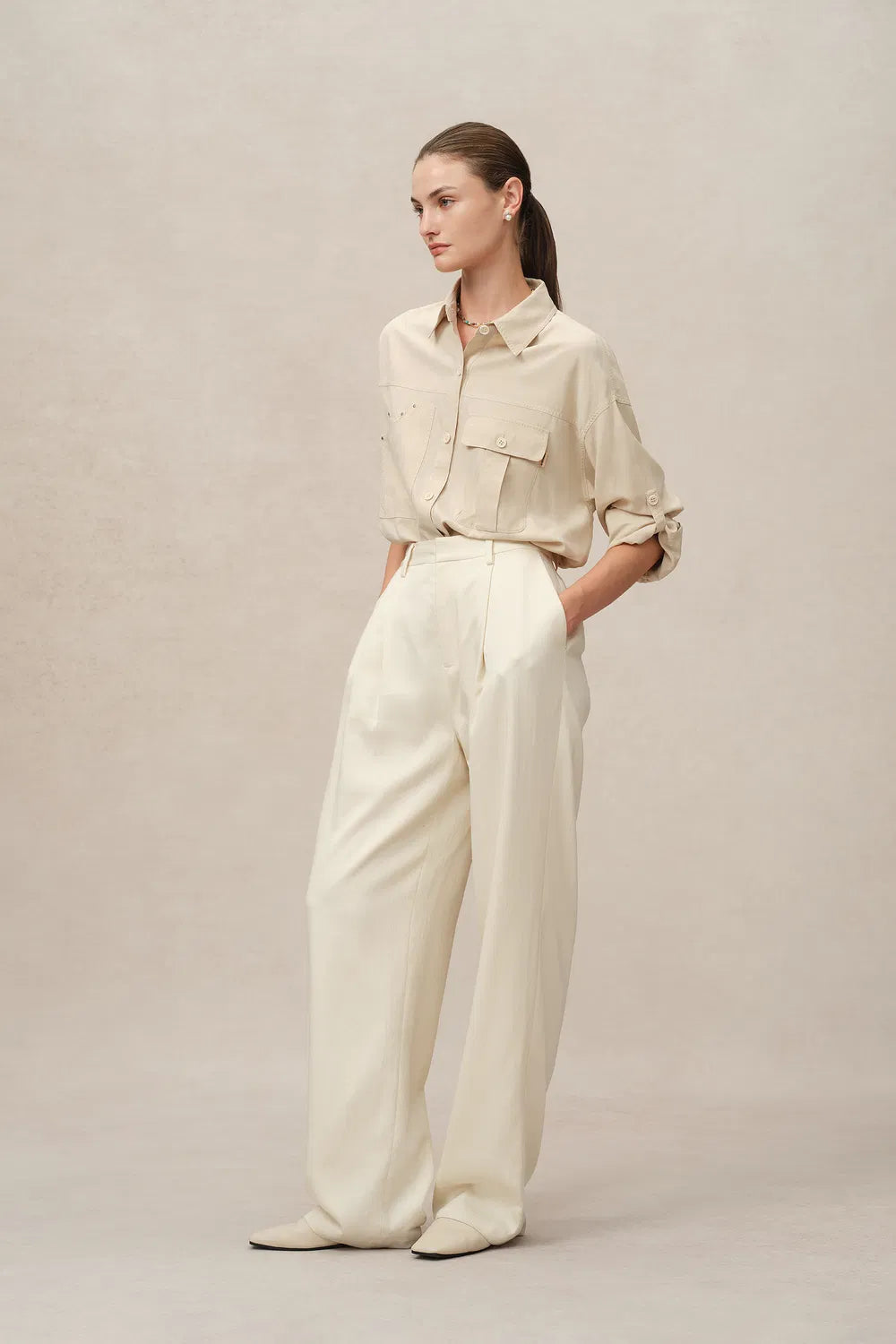 Hazo Utility Blouse in Tencel-Linen Blend