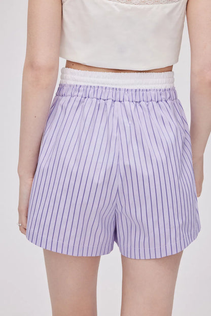 Faya Purple Contrast Shirt and Shorts Set in Viscose Blend