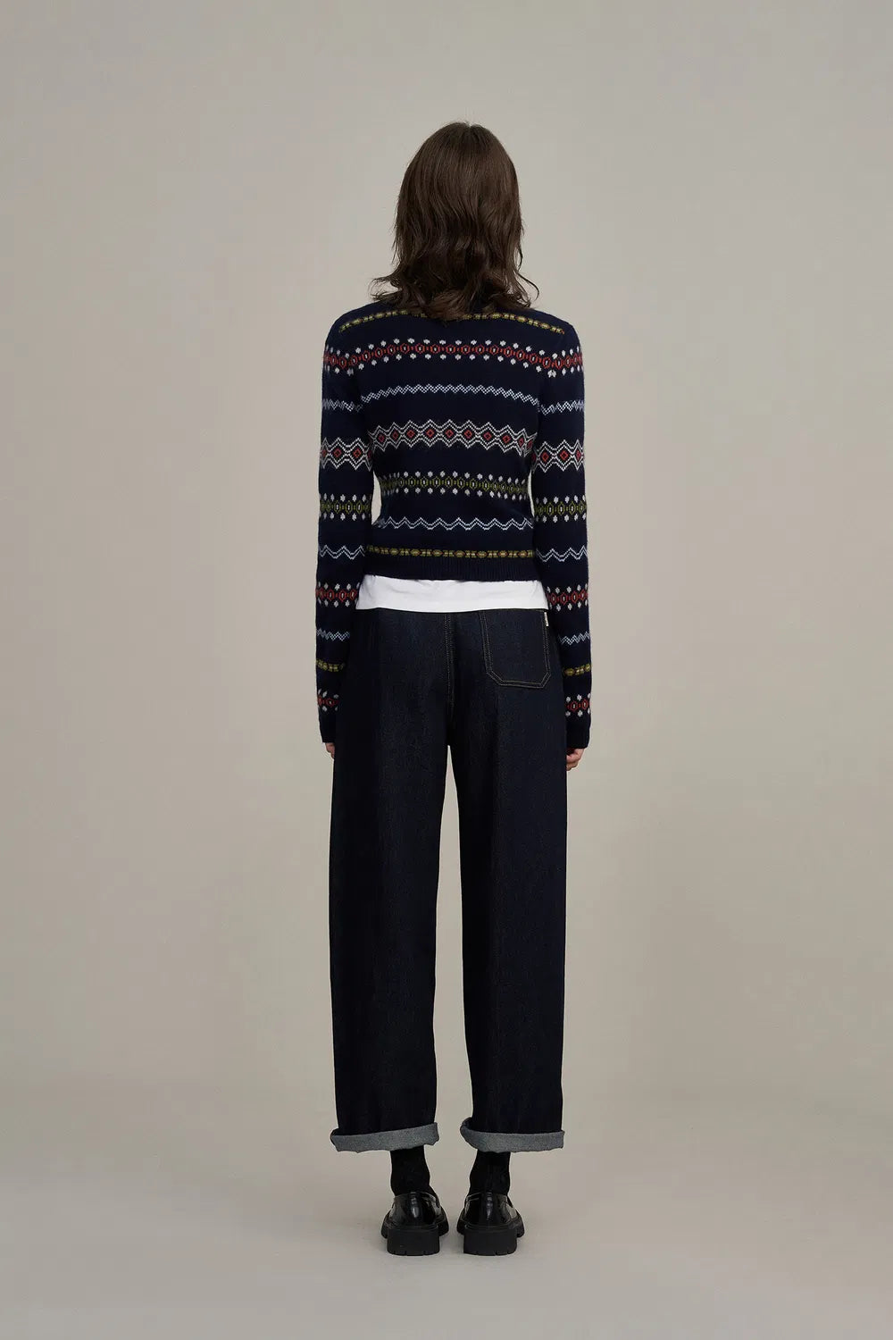 Alice Fair Isle Cardigan in Merino Wool Knit