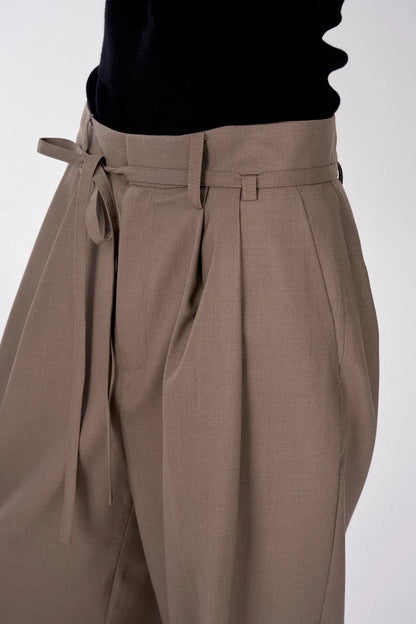 Alba Belted Suit Trousers in Wool Blend