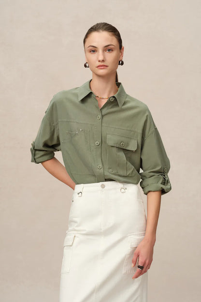 Hazo Utility Shirt in Tencel-Linen Blend