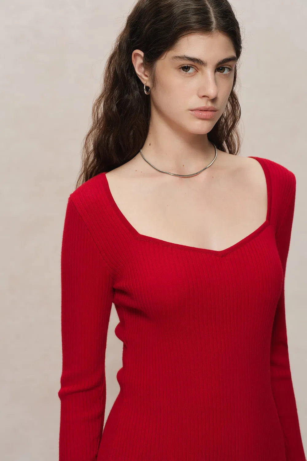 Basic Wool Knit Fitted Sweater