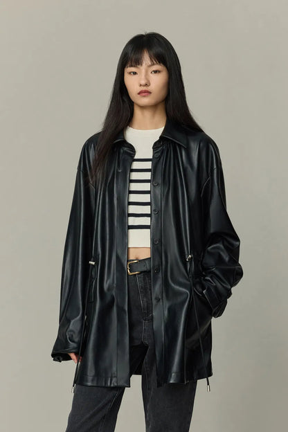 Field Oversized Shirt in Vegan Leather