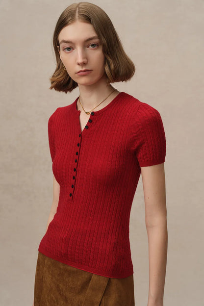 Lauren Cable Sweater in Merino Wool Knit