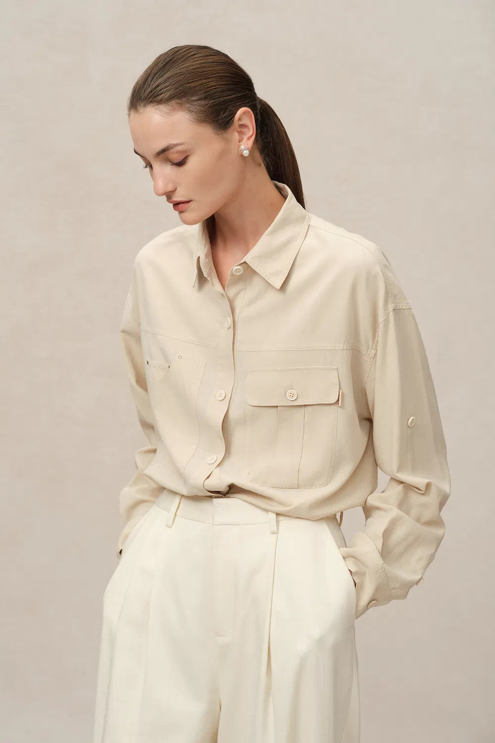 Hazo Utility Blouse in Tencel-Linen Blend