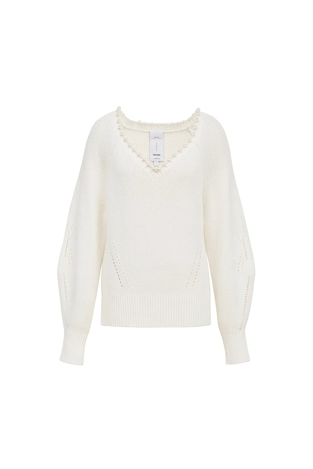 Cassidy Pearl-Embellished Knit Sweater in Cotton Blend