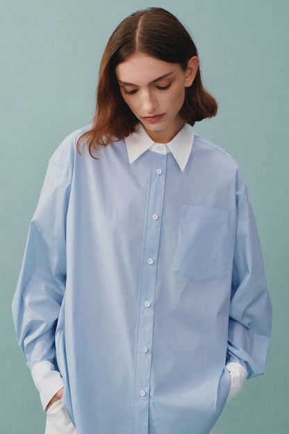 Nyota Contrast Color Shirt in Cotton Poplin