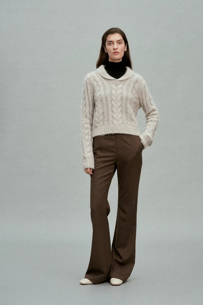 Moon Lapel Sweater in Kid Mohair-Wool Knit