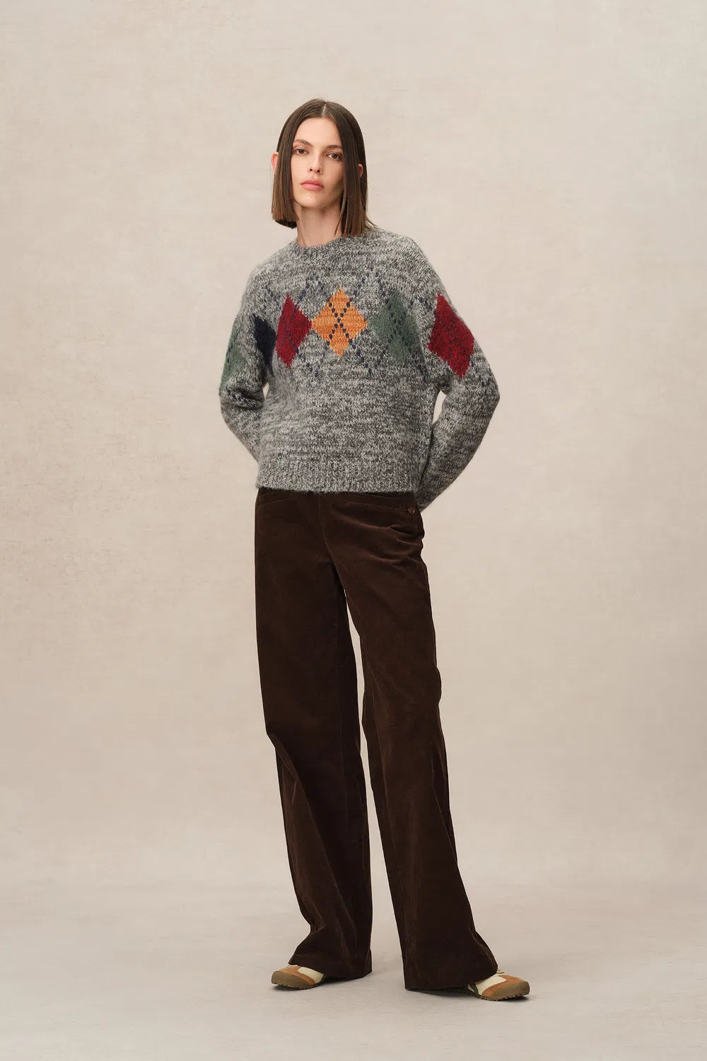 Demi Argyle Sweater in Merino Wool Knit