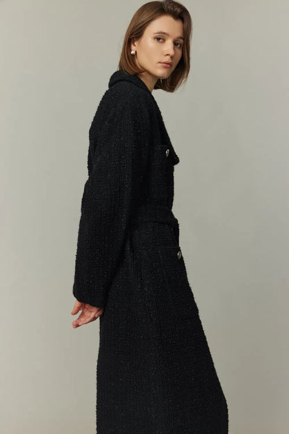 Hortensia Coat in Wool Blend Metallic Thread Tweed