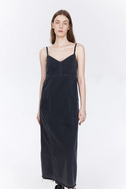 Hortensia Patched Cami Dress in Tencel Denim