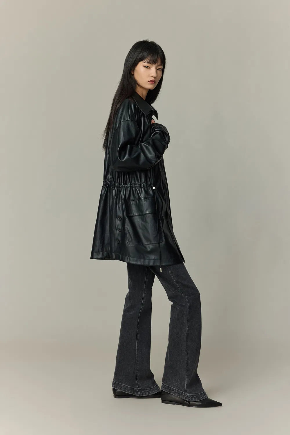 Field Oversized Shirt in Vegan Leather