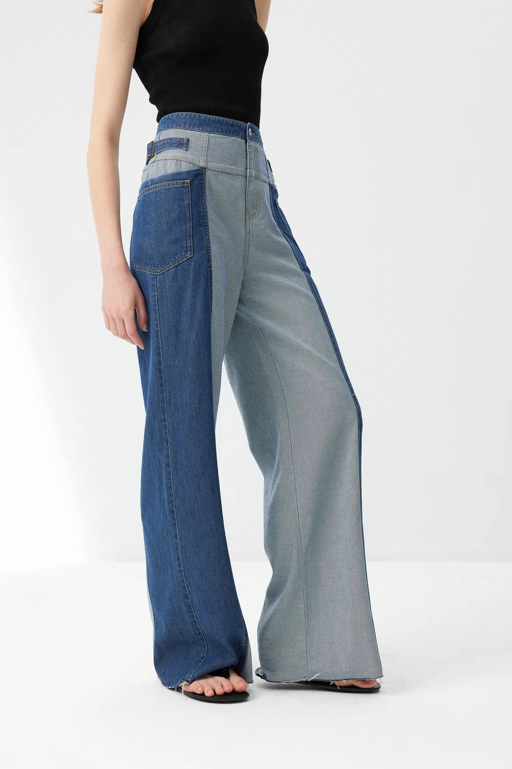 Gachi Patched Jeans in Cotton Denim