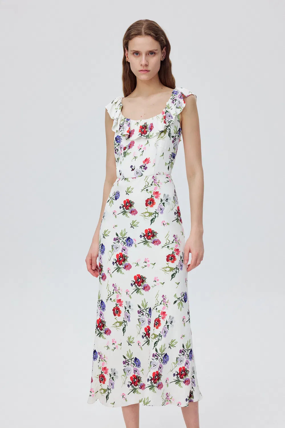 Cici Flora Printed Ruffle Dress in Viscose