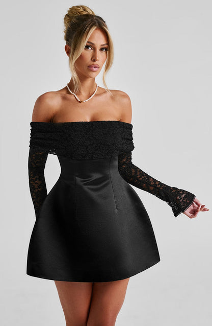 Alevna Georgianna Mini Elbise - Siyah