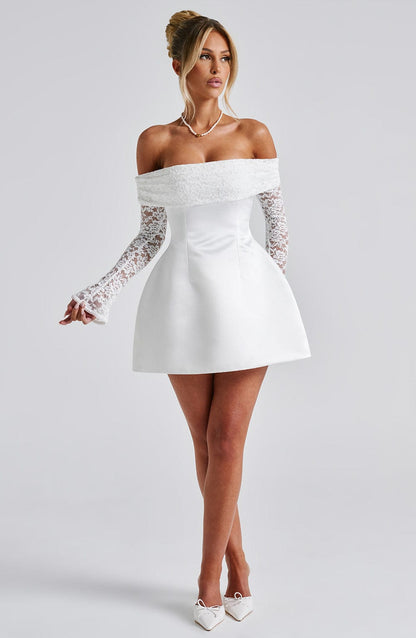 Alevna™ Georgianna Mini Elbise - Fildişi