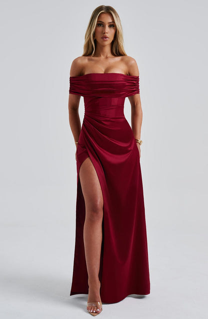 Alevna Gwendolyn Maxi Elbise - Bordo