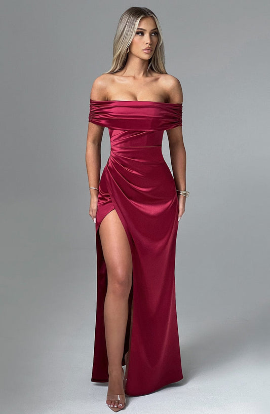 Alevna Gwendolyn Maxi Elbise - Bordo