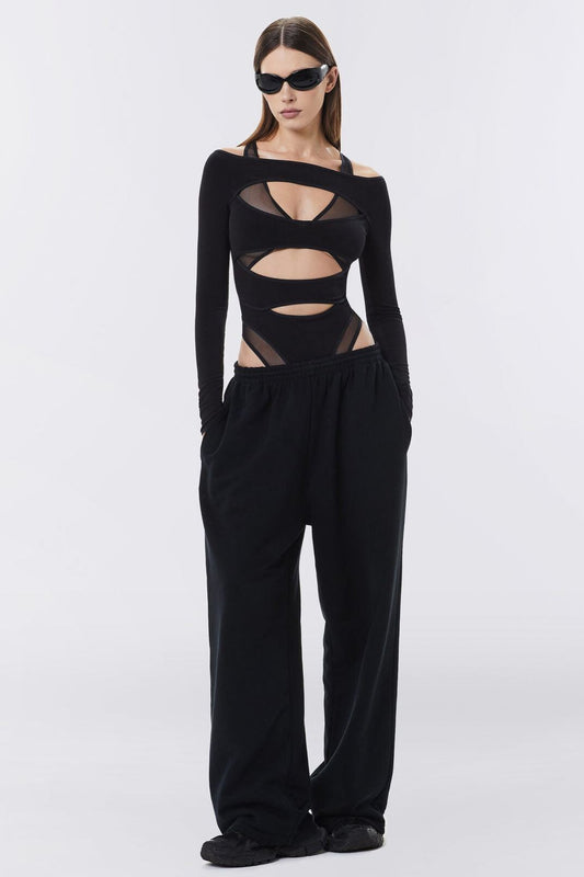 Freda Cut Out Transparan Bodysuit