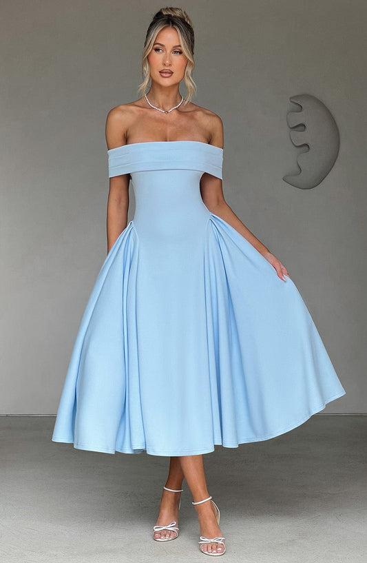 Alevna™ Miranda Midi Elbise - Mavi