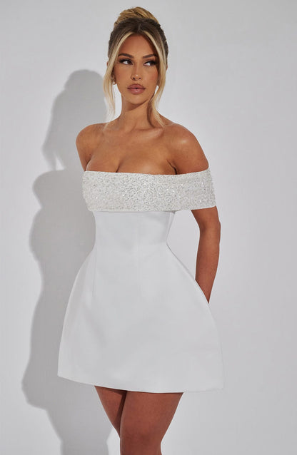 Alevna Noelle Mini Elbise - Fildişi