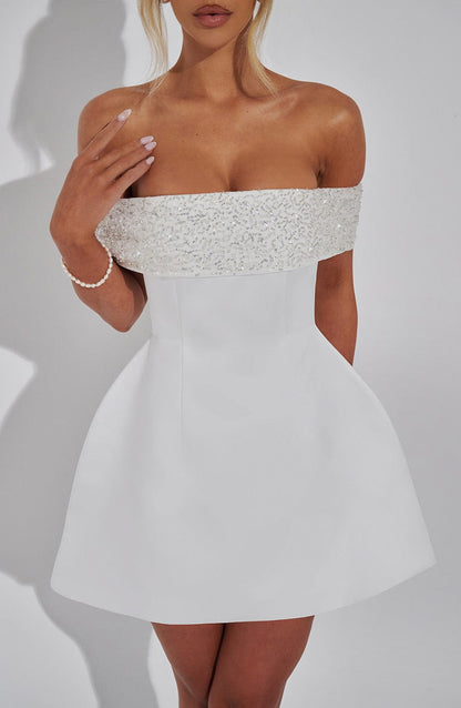 Alevna Noelle Mini Elbise - Fildişi