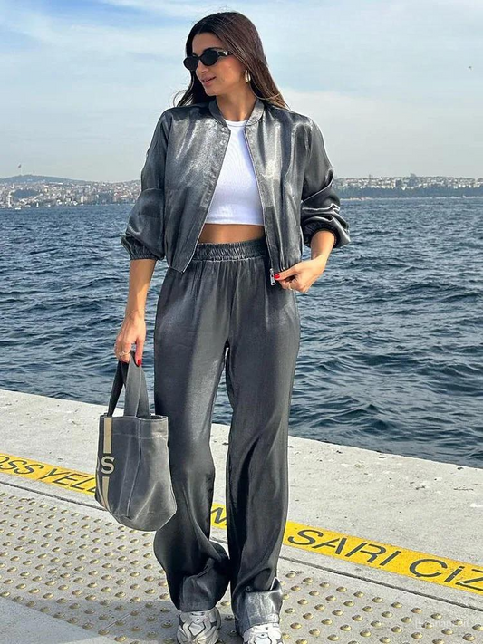 Alevna™ Bamber Ve Yüksek Bel Pantolon Takım