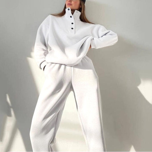 Alevna™ ❄️Kışa Özel❄️ Kadın Düğmeli Sweat & Eşofman Takımı (2 Parça)