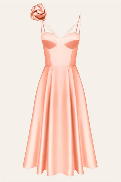 Veronica Çiçek Detaylı Korse Midi Slip Elbise